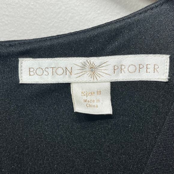 Boston Proper Dress Little Black Form Fitted Scoop Neck Evening Office Dressy 8 - Picture 4 of 6